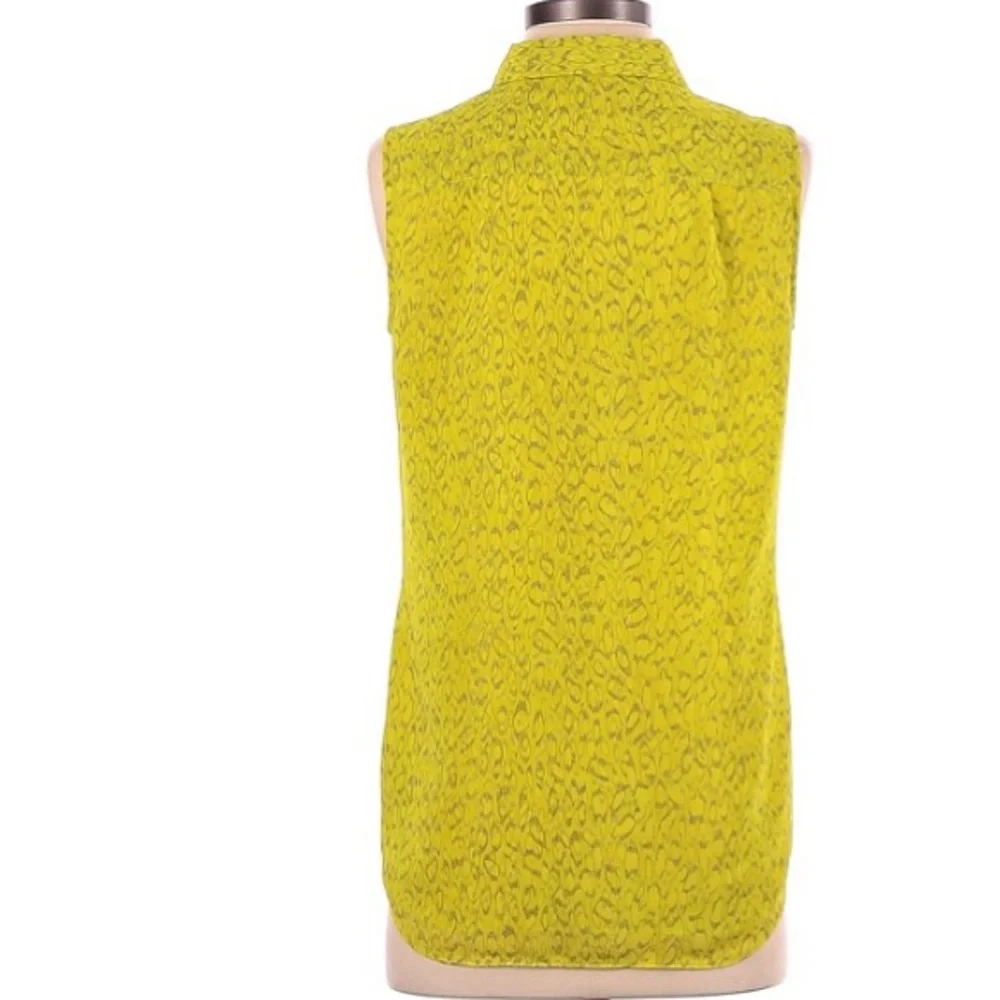 Cabi | Reign Ruffle Front Sleeveless Blouse Hi Low Hem Chartreuse #3071 - Picture 3 of 9